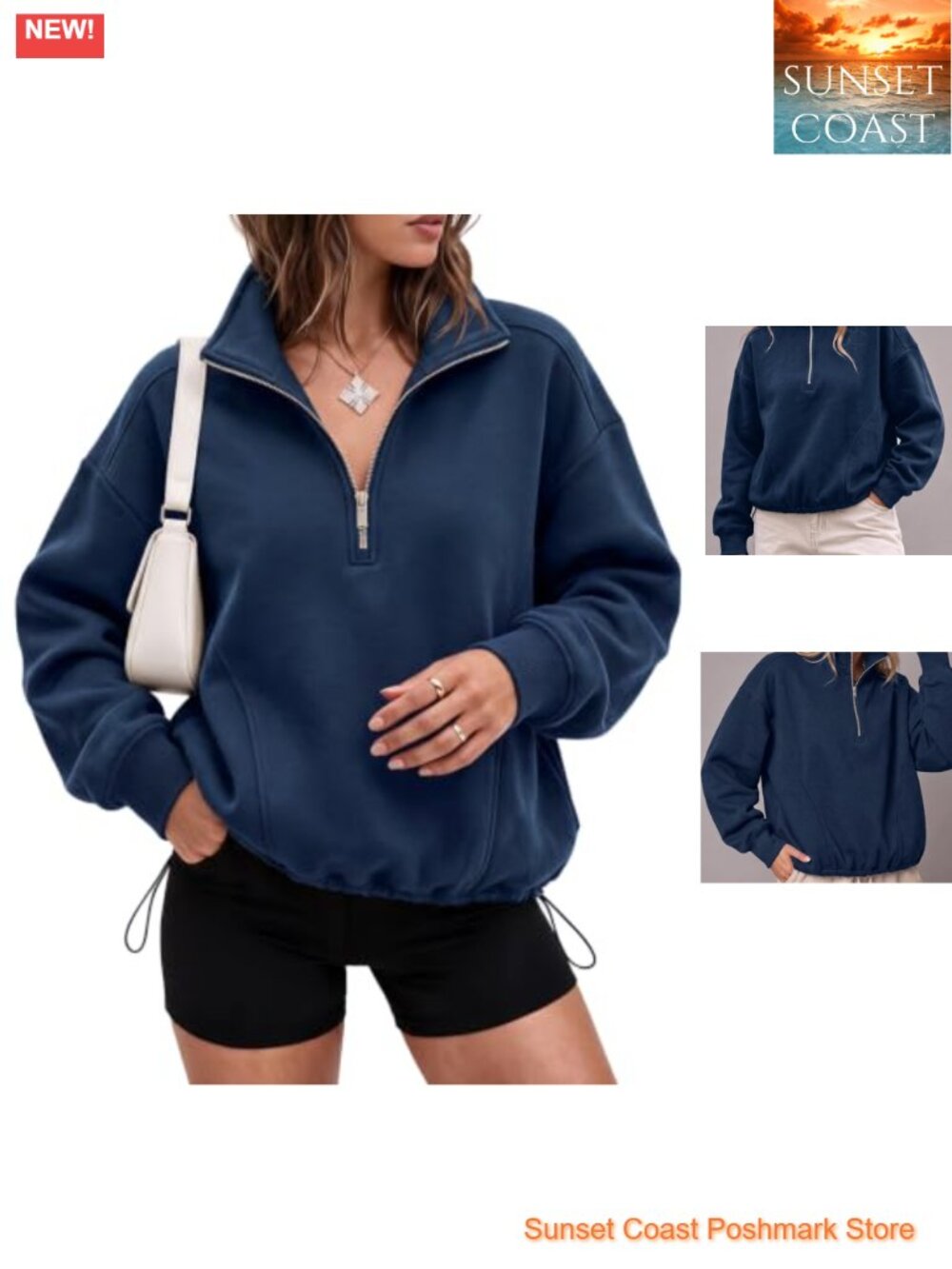 Oversized Half Zip Fleece Sweatshirt Pullover Mock Neck Fall Winter